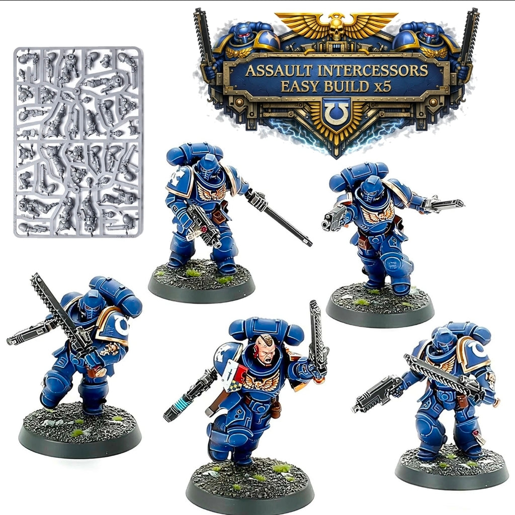 Warhammer 40k Primaris Space Marines Assault Intercessors Squad x 5 - No Bases